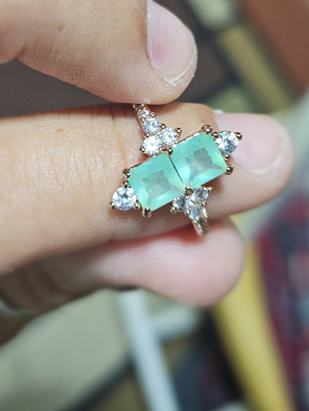 Green Crystal Cluster Ring - BP